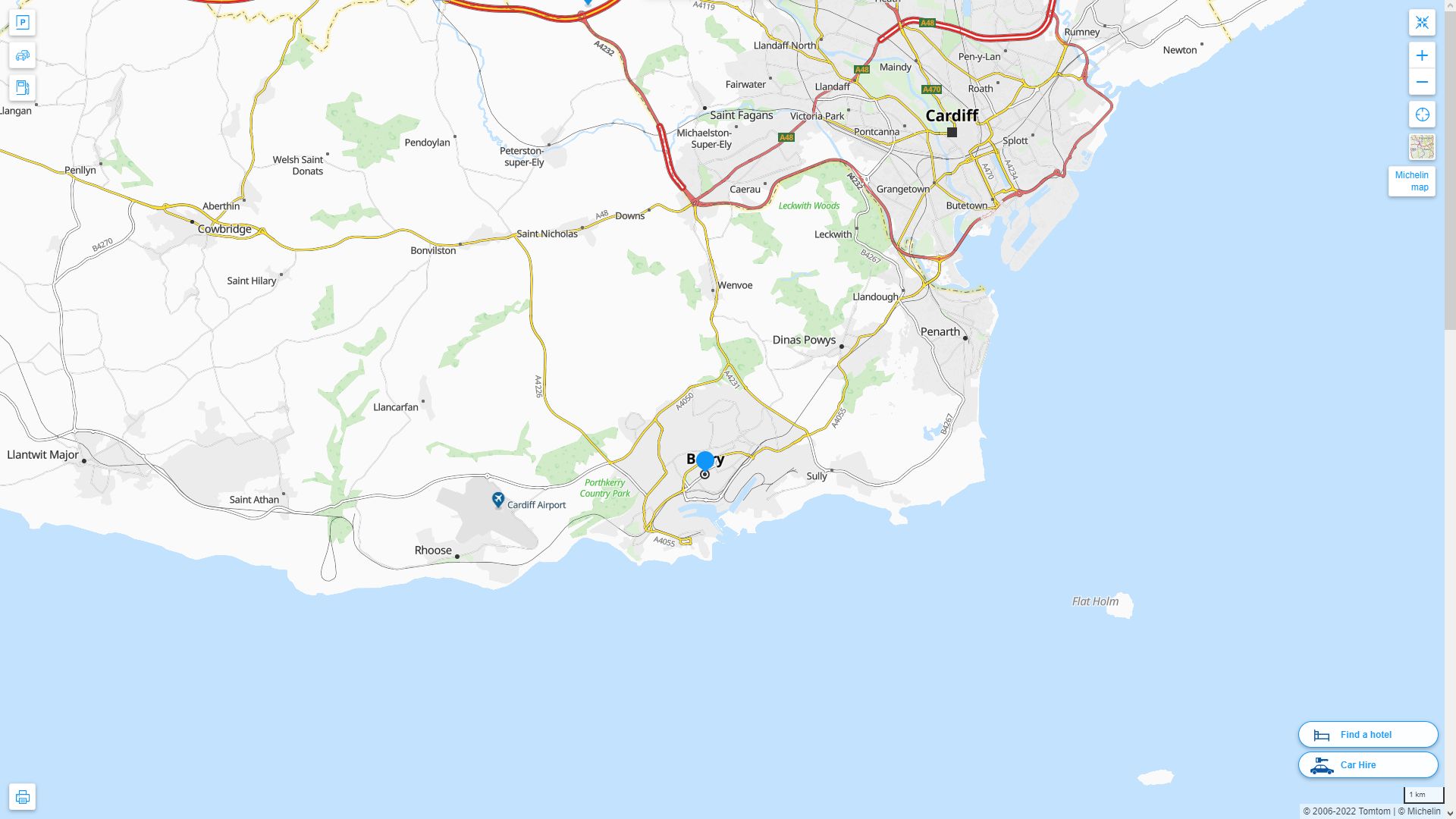 Barry Royaume Uni Autoroute et carte routiere